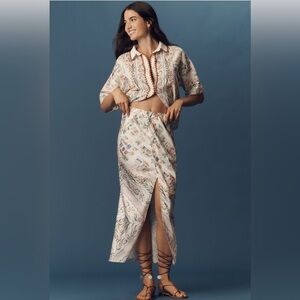 NWT En Saison x Anthropologie Alaia Faux-Wrap Satin Maxi Skirt | S